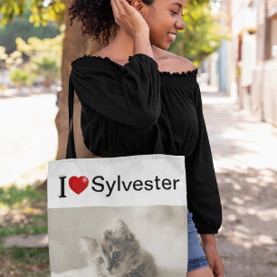 I Love My Cat personalised photo  Tote Bag