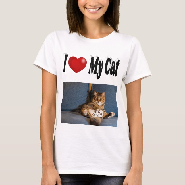 I Love My Cat Photo T-Shirt (Front)