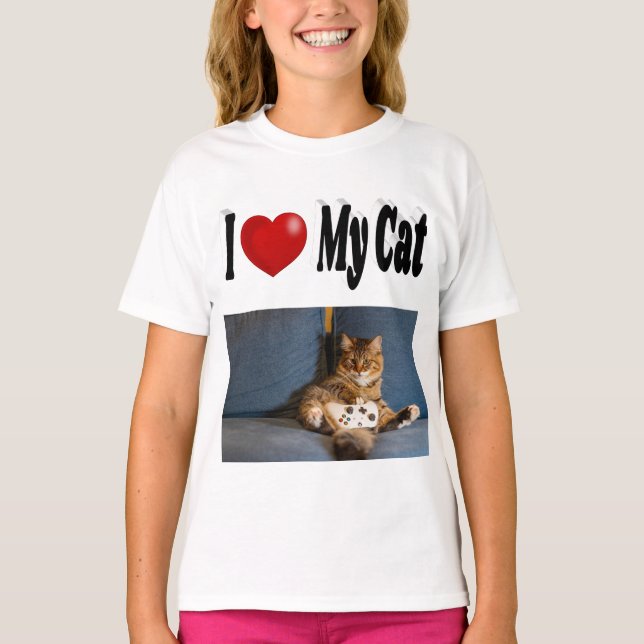 I Love My Cat Photo T-Shirt (Front)