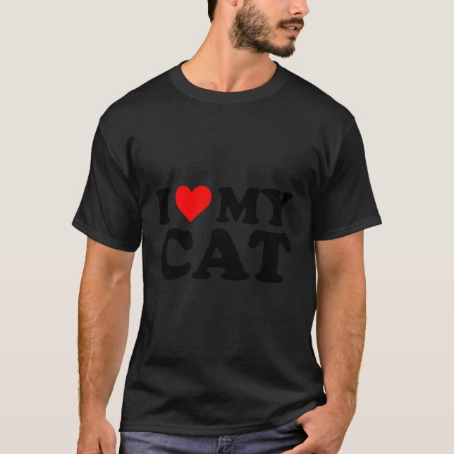 I Love My Cat Red He Cat I He My Cat T-Shirt (Front)