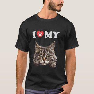 I Love My Cat Siberian Forest Kitten Funny Cat Lov T-Shirt