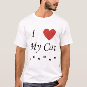 I Love My Cat Text And Heart T-Shirt