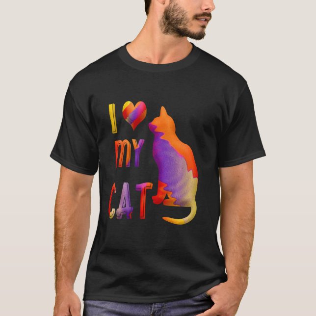 I Love My Cat Watercolor T-Shirt (Front)
