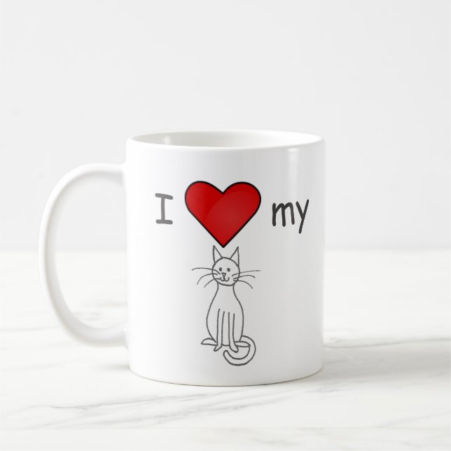 I Love My Cat- White Coffee Mug (Left)