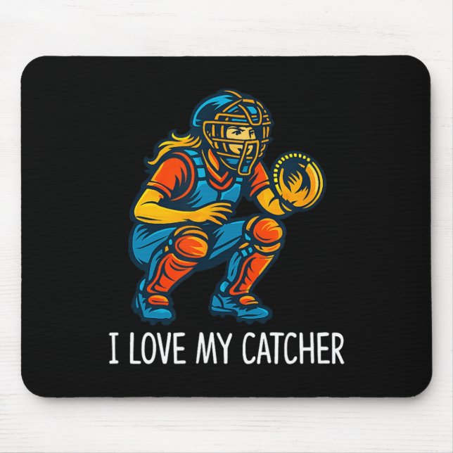 I Love My Catcher - Softll Catcher -  Mouse Pad (Front)