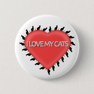 I Love My Cats 6 Cm Round Badge