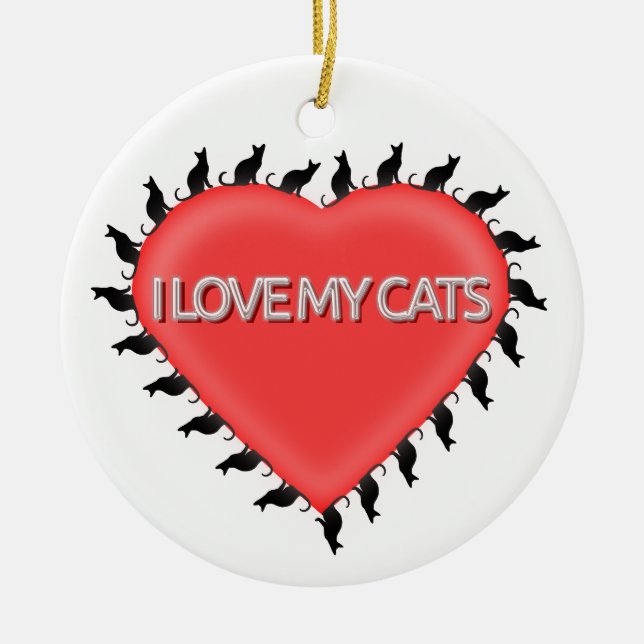 I Love My Cats Ceramic Tree Decoration (Front)