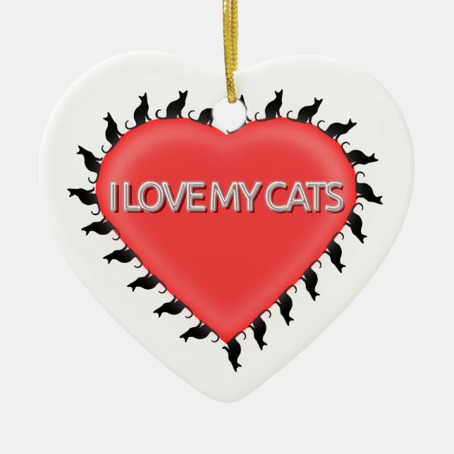 I Love My Cats Ceramic Tree Decoration (Front)
