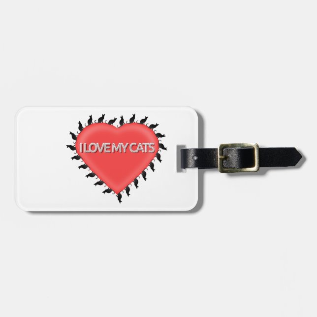 I Love My Cats Luggage Tag (Front Horizontal)