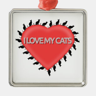 I Love My Cats Metal Tree Decoration