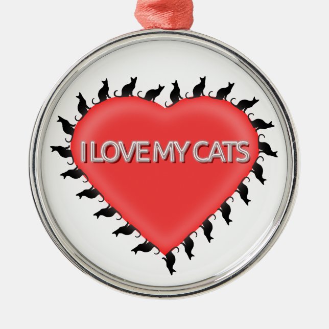I Love My Cats Metal Tree Decoration (Front)