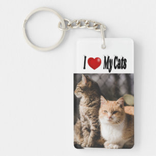 I love my cats Photo Key Ring
