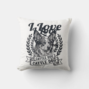 I Love My Cattle Dog Vintage Engraving Design_1 Cushion