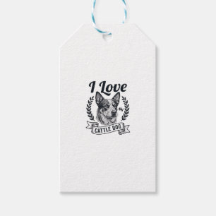 I Love My Cattle Dog Vintage Engraving Design_1 Gift Tags
