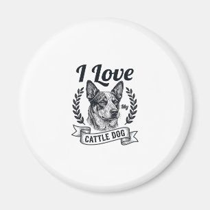 I Love My Cattle Dog Vintage Engraving Design_1 Magnet