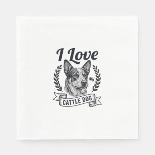 I Love My Cattle Dog Vintage Engraving Design_1 Napkin