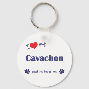 I Love My Cavachon (Male Dog) Key Ring
