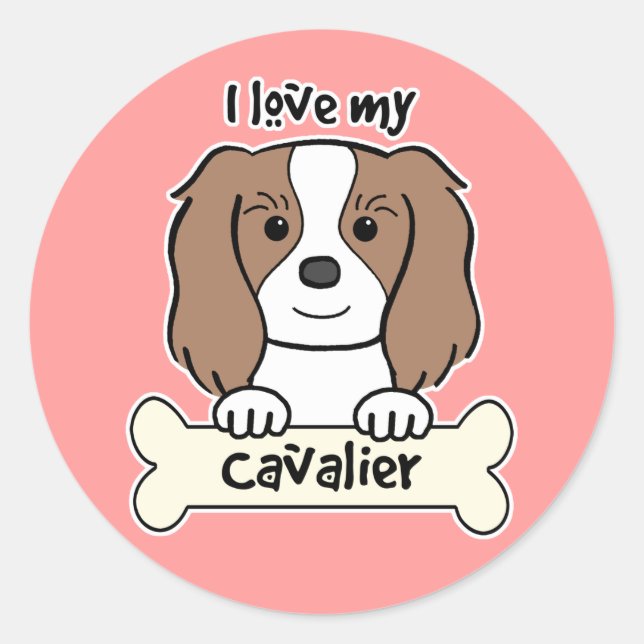 I Love My Cavalier King Charles Spaniel Classic Round Sticker (Front)