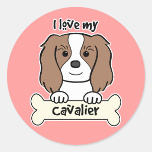 I Love My Cavalier King Charles Spaniel Classic Round Sticker