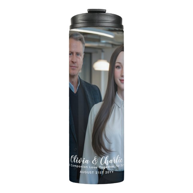 ❤️I Love My Chatbots Create Own Photo Thermal Tumbler (Front)
