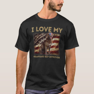 I Love My Chesapeake Bay Retriever Dad Mum America T-Shirt