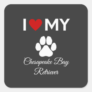 I love my Chesapeake Bay Retriever dog custom text Square Sticker