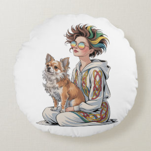  i love my chihuahua  round cushion