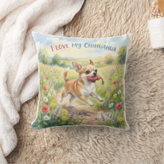 I Love My Chihuahua Throw Pillow