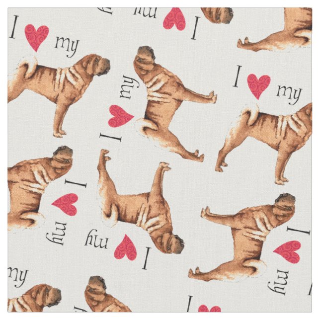 I Love my Chinese Shar-Pei Fabric (Close Up)