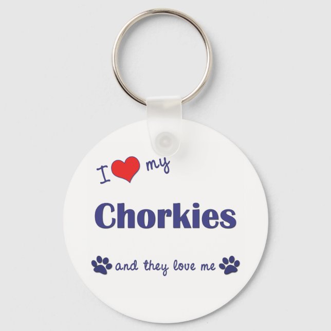 I Love My Chorkies (Multiple Dogs) Key Ring (Front)