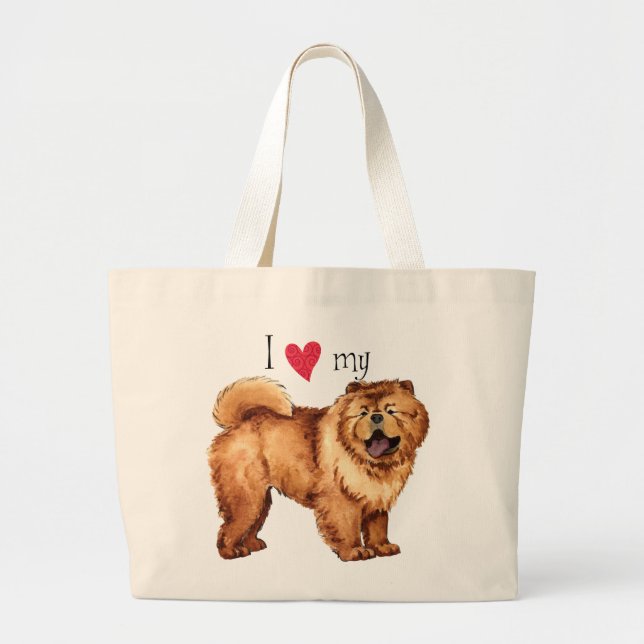 I Love my Chow Large Tote Bag (Front)