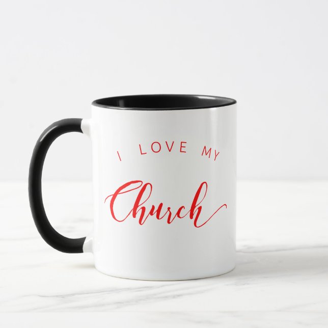 I Love My Church Coffee Mug w Cross (Left)