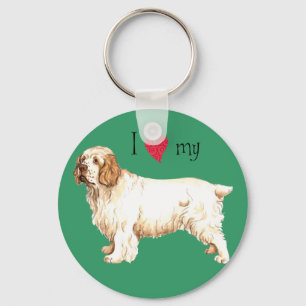 I Love my Clumber Spaniel Key Ring