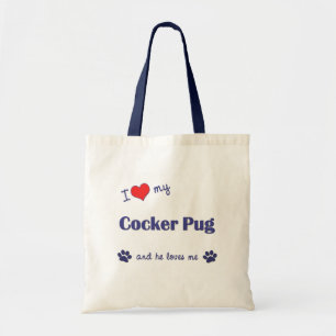 I Love My Cocker Pug (Male Dog) Tote Bag