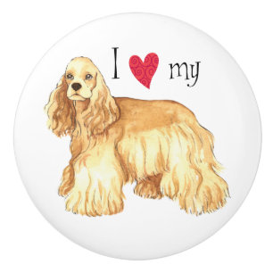 I Love my Cocker Spaniel Ceramic Knob