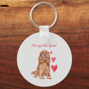 I Love my Cocker Spaniel Dog Personalized  Key Ring