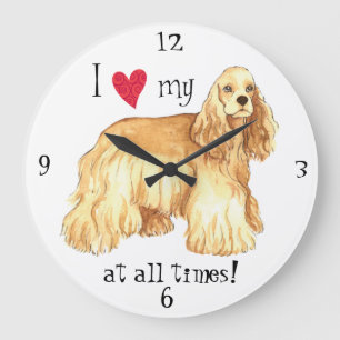 I Love my Cocker Spaniel Large Clock