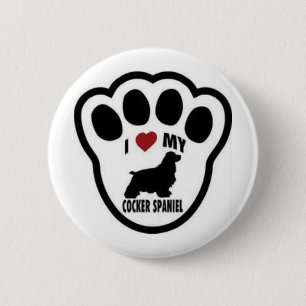 I love my Cocker Spaniel Paw Print 6 Cm Round Badge