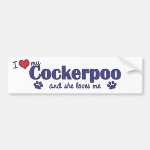 I Love My Cockerpoo (Female Dog) Bumper Sticker