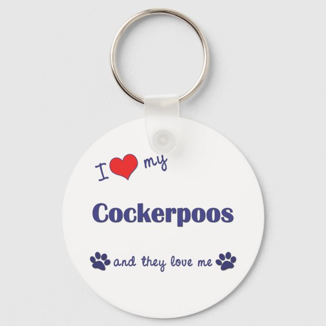 I Love My Cockerpoos (Multiple Dogs) Key Ring (Front)