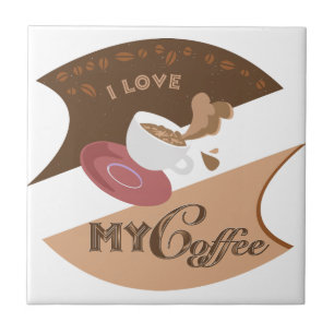 I Love My Coffee Retro Diner Java Splash Tile