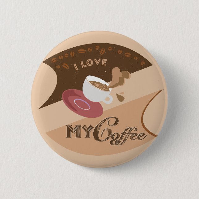 I Love My Coffee Retro Java 6 Cm Round Badge (Front)
