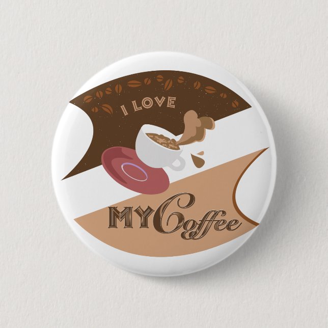 I Love My Coffee Retro Java 6 Cm Round Badge (Front)