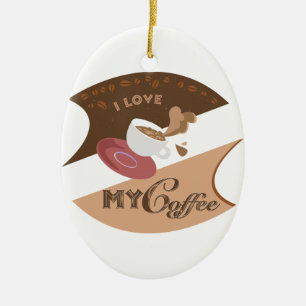 I Love My Coffee Retro Java Ceramic Tree Decoration