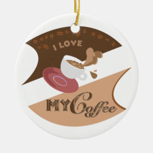 I Love My Coffee Retro Java Ceramic Tree Decoration