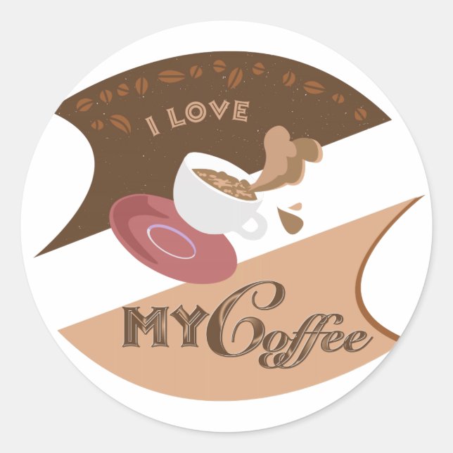 I Love My Coffee Retro Java Classic Round Sticker (Front)