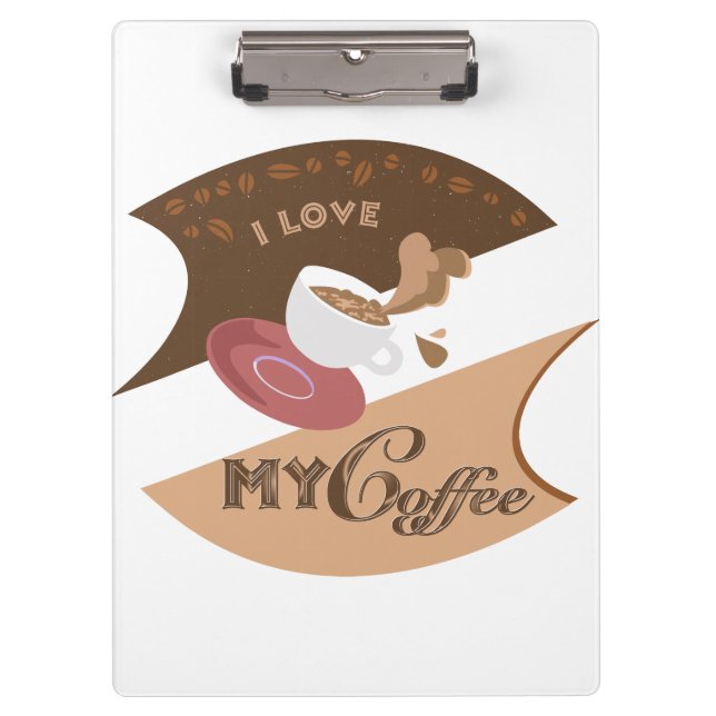 I Love My Coffee Retro Java Clipboard (Front)