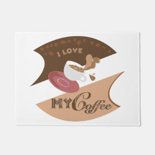 I Love My Coffee Retro Java Doormat