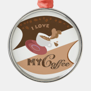 I Love My Coffee Retro Java Metal Tree Decoration