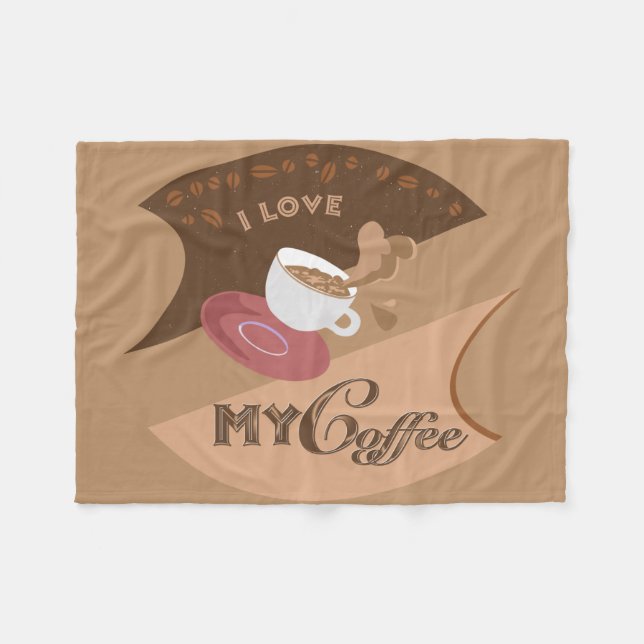 I Love My Coffee Retro Java Mocha Fleece Blanket (Front (Horizontal))